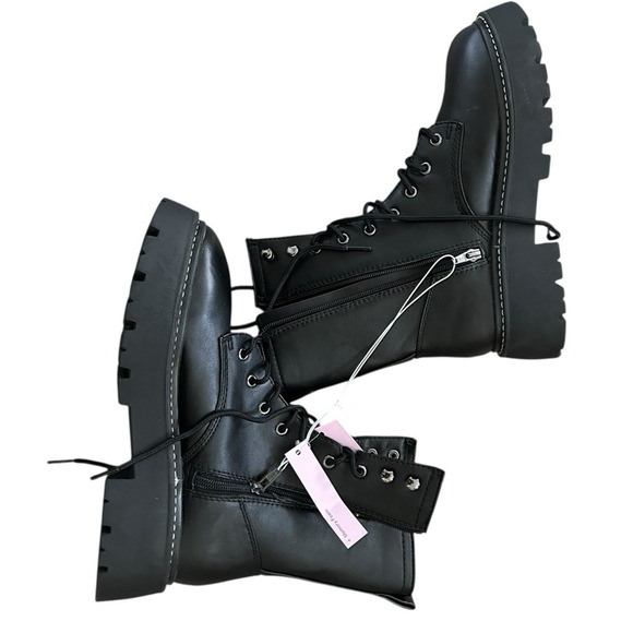 Wild Fable Womens Logan Lug Combat Boots with Memory Foam Insole Black NWT - Picture 6 of 7